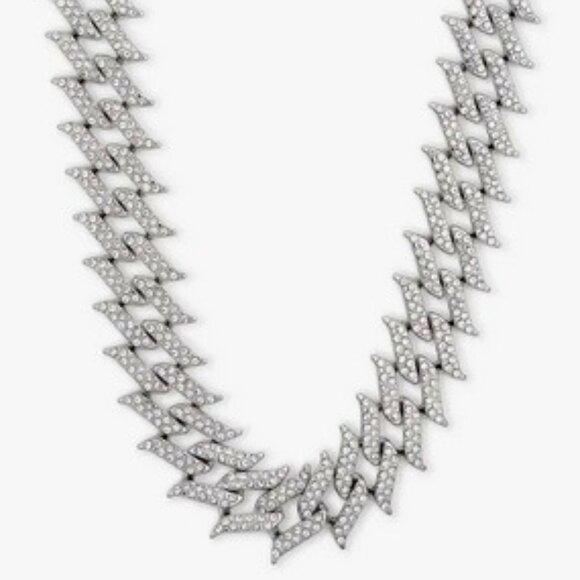 AMERICAN EXCHANGE Edgy/Rocker Silver Clear Pave Crystal 20" Chain Necklace**NEW! - Picture 3 of 3